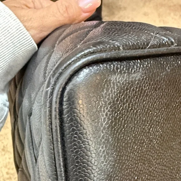 CHANEL Black Quilted Tote with Gold Accent w/COA - Picture 4 of 14